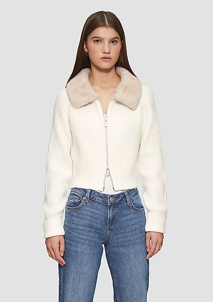 QS Funktionsjacke Verkürzte Strickjacke mit Kragen günstig online kaufen