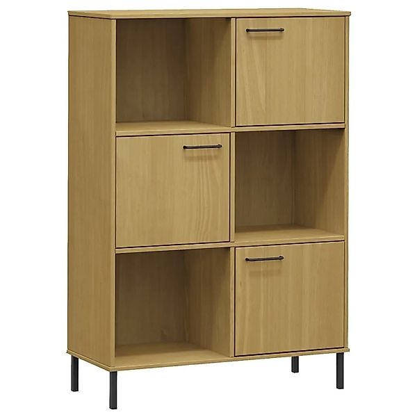 vidaXL Bücherregal OSLO Metallbeine Braun 90x35x128,5 cm Massivholz 351012 günstig online kaufen