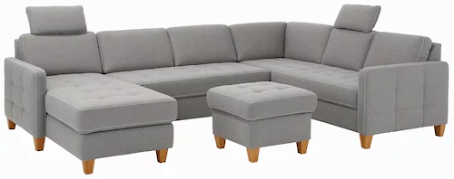 Home affaire Wohnlandschaft "Earl U-Form", wahlweise auch mit Bettfunktion günstig online kaufen