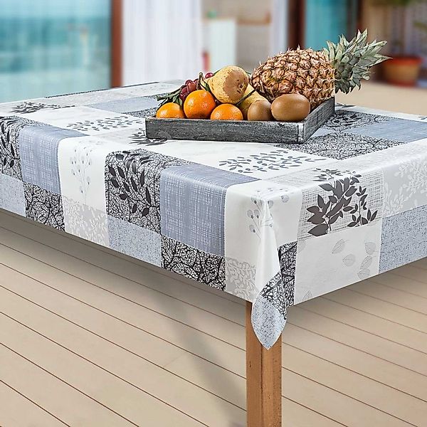 laro Tischdecke Wachstuch-Tischdecken Abwaschbar Blumen Grau. günstig online kaufen