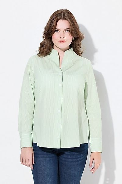 Ulla Popken Longbluse Bluse Streifen Kelchkragen Langarm günstig online kaufen