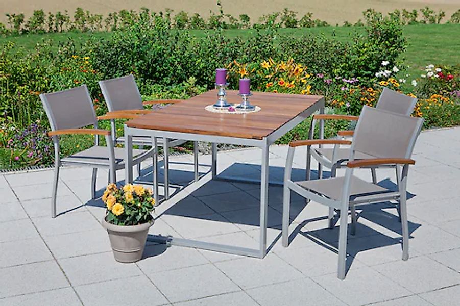 MERXX Garten-Essgruppe »Naxos« Set, 5 Stk. tlg. mit ausziehbaren Tisch günstig online kaufen