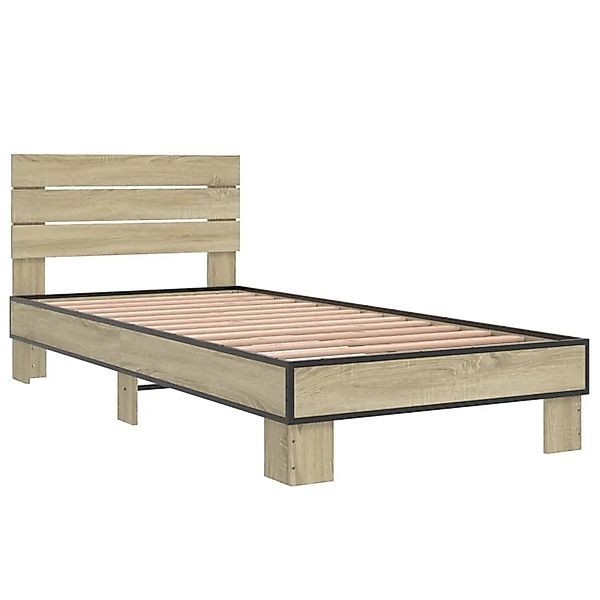vidaXL Bettgestell Sonoma-Eiche 90x200 cm Holzwerkstoff und Metall 845743 günstig online kaufen
