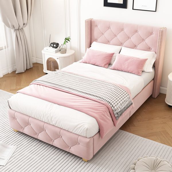 OKWISH Polsterbett Nietenpolsterung, Knopfpolsterung, (2-tlg., 90 günstig online kaufen