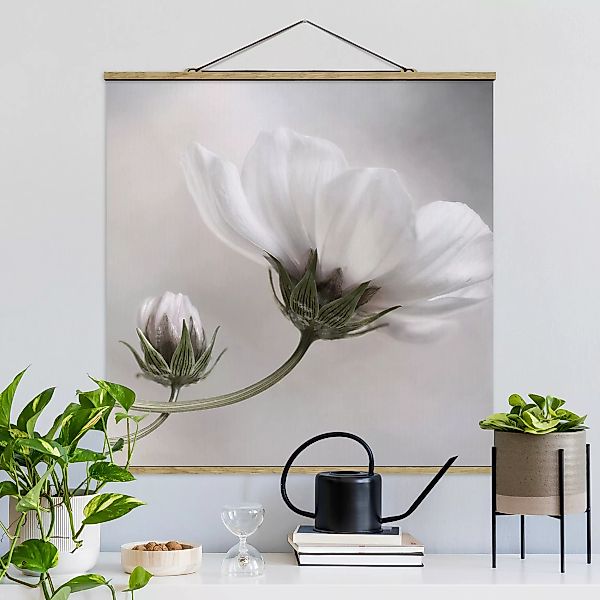Stoffbild Blumen mit Posterleisten - Quadrat Simply Cosmos günstig online kaufen