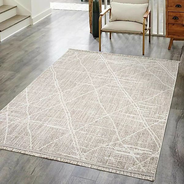 Carpet City Teppich »CLASICO 9162«, rechteckig, Kurzflor, Fransen, Geometri günstig online kaufen