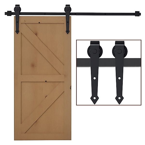 HOMCOM Schiebetüren-Beschlagsatz Kohlenstoffstahl 200L x 4B x 1H cm Schwarz günstig online kaufen