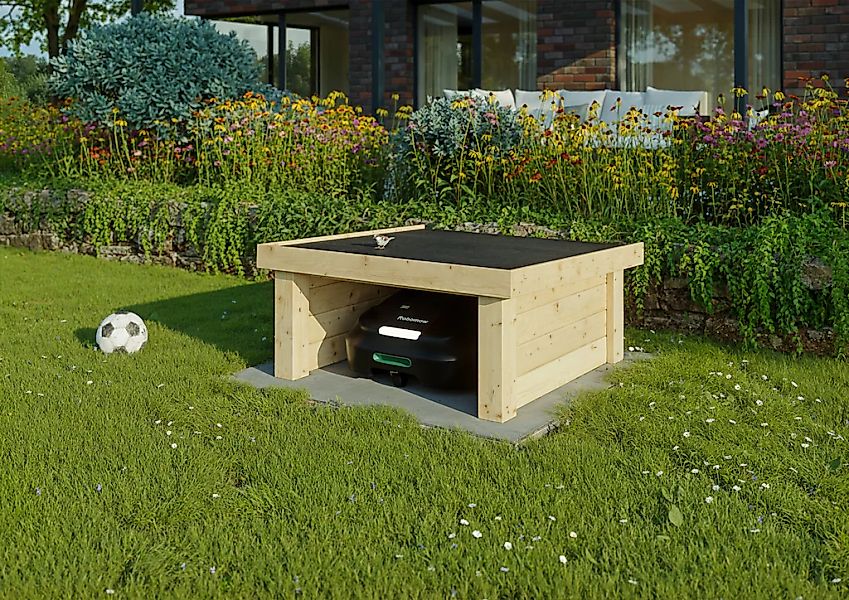 KONIFERA Mähroboter-Garage "aus unbehandeltem Fichtenholz" aus 28mm starken günstig online kaufen