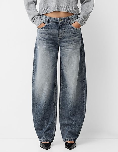 Bershka Baggyhosen-Jeans Im Barrel-Fit Damen 42 Blau günstig online kaufen