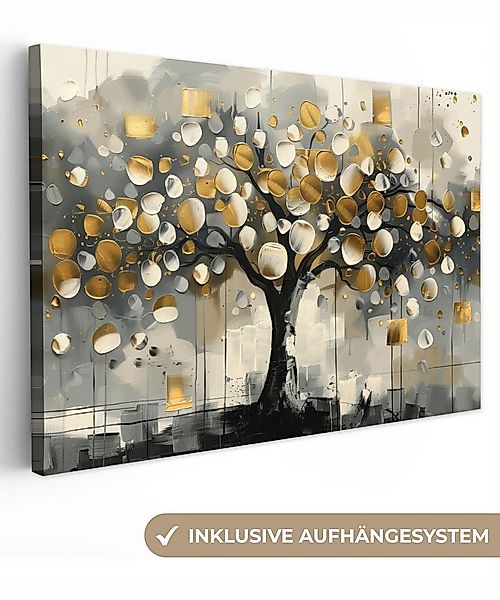 OneMillionCanvasses® Leinwandbild Baum - Abstrakt - Beige - Gold - Schwarz, günstig online kaufen