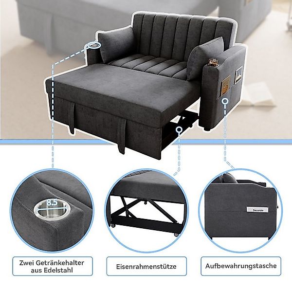 Odikalo Schlafsofa Doppelsofa Schlafcouch Loungesofa Mit Getränkehalter&Kis günstig online kaufen