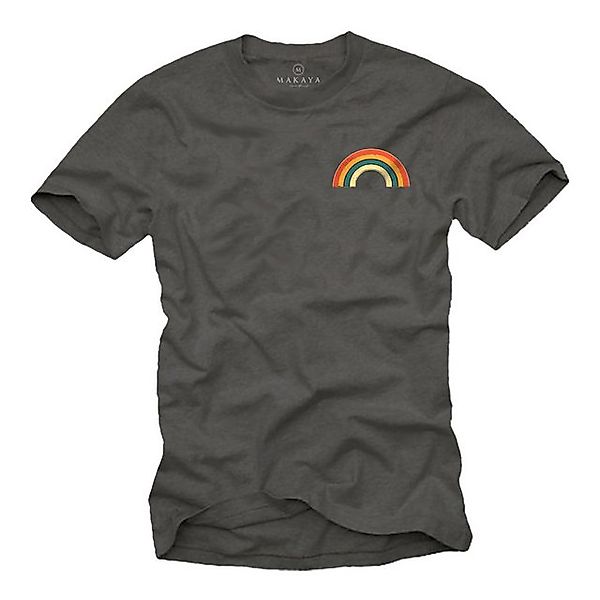 MAKAYA T-Shirt mit Regenbogen Streifen Vintage Regenbogenfarben Herren (Sch günstig online kaufen