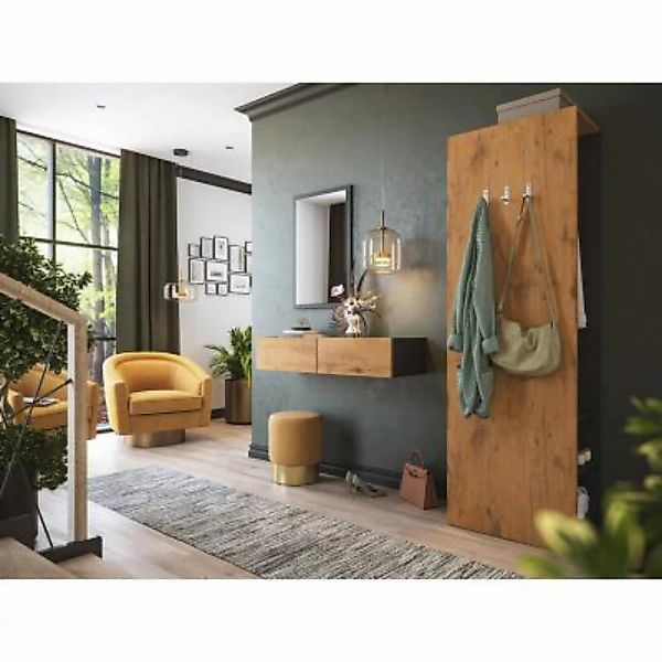 Lomadox Flur Garderoben Set Oak SOLINA-02-M 3-teilig Konsole Spiegel Paneel günstig online kaufen