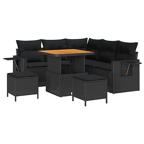 vidaXL Gartensofa-Set mit Kissen 9 Stk Schwarz Poly-Rattan 3363689 günstig online kaufen
