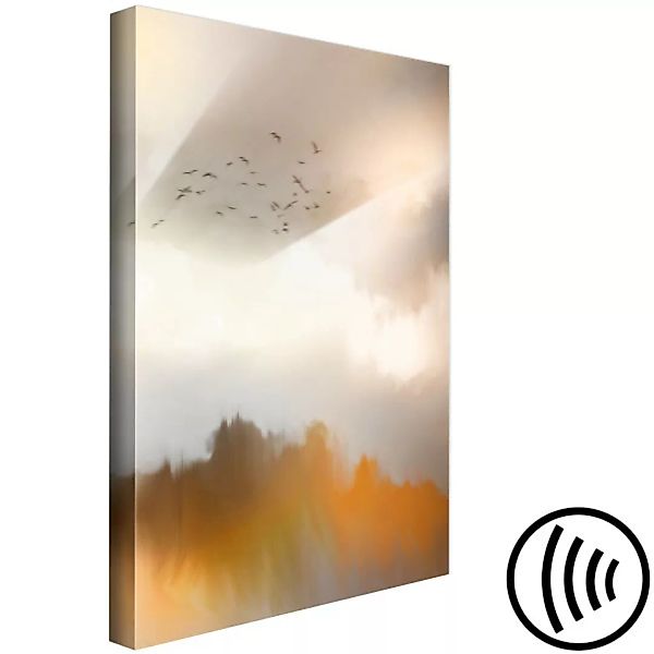 Wandbild Eine Herde von Flugvögeln über den Bäumen - abstrakte Landschaft X günstig online kaufen