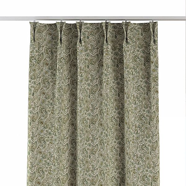 Vorhang mit flämischen 2-er Falten, grün-beige, Flowers (143-68) günstig online kaufen