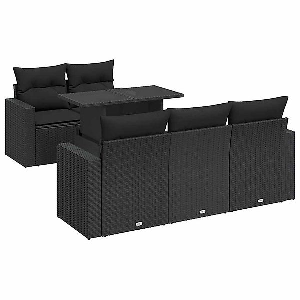 vidaXL 6-Tlg Garten-Sofagarnitur mit Kissen Schwarz Poly Rattan 3326246 günstig online kaufen