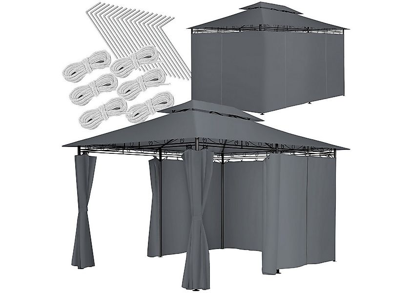 tectake Pavillon Gartenpavillon, mit 6 Seitenteilen, (400 x 300 x 265 cm, K günstig online kaufen