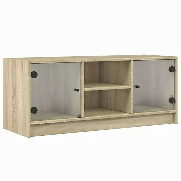 vidaXL TV-Schrank TV-Schrank mit Glastüren Räuchereiche 102x37x42 cm (1-St) günstig online kaufen