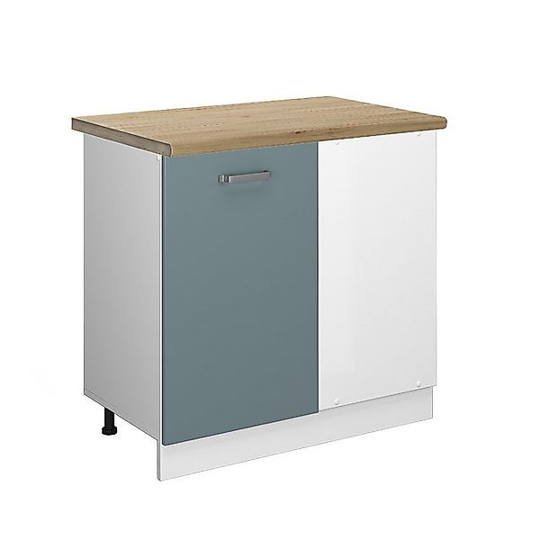 Vicco Eckunterschrank R-Line Küchen Eckschrank Blau-Grau/Weiß 86 cm AP Anth günstig online kaufen