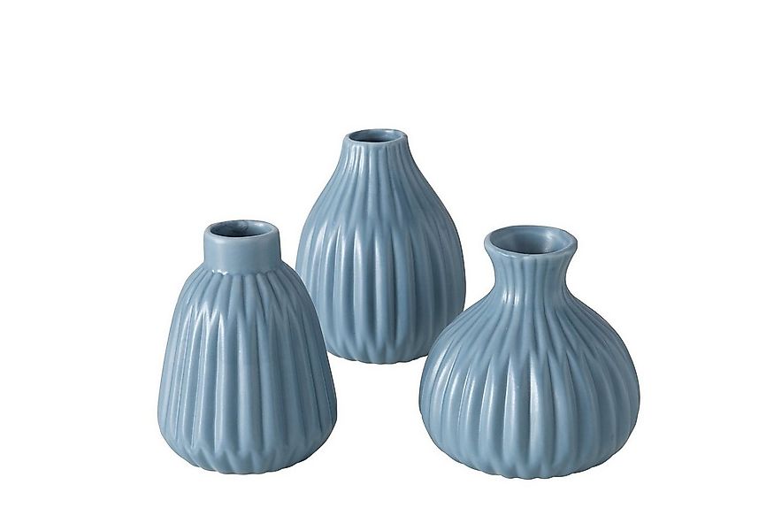 BOLTZE Tischvase Deko Vase im 3er Set aus Keramik Mattes Design Blau günstig online kaufen