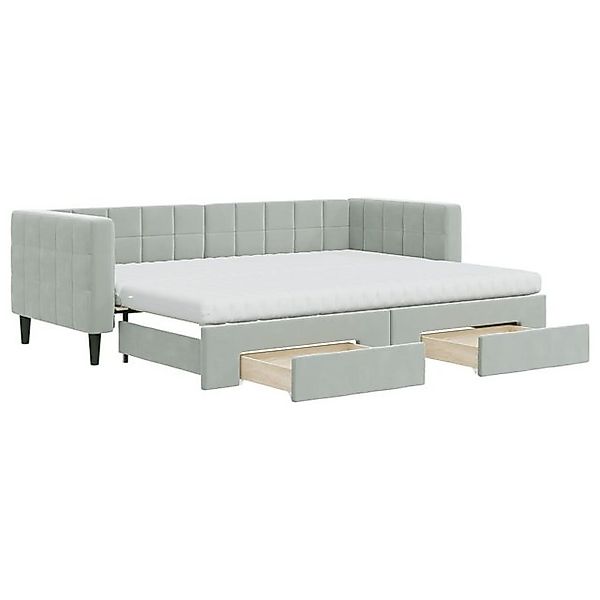 vidaXL Bett, Tagesbett Ausziehbar mit Schubladen Hellgrau 80x200 cm Samt günstig online kaufen