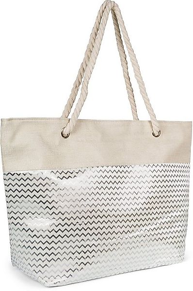 styleBREAKER Strandtasche Strandtasche Metallic Zick-Zack (1-tlg) günstig online kaufen