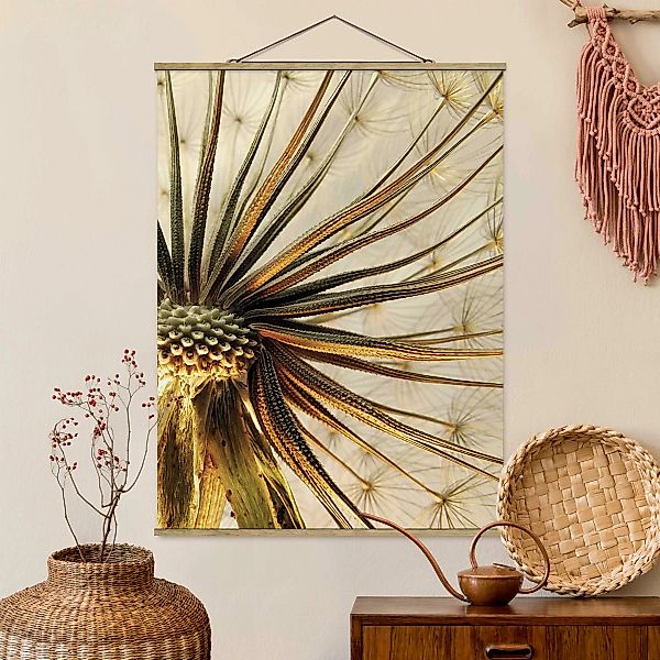 Stoffbild Blumen mit Posterleisten - Hochformat Dandelion Close Up günstig online kaufen