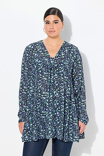 Ulla Popken Longbluse Bluse Alloverdruck A-Linie günstig online kaufen