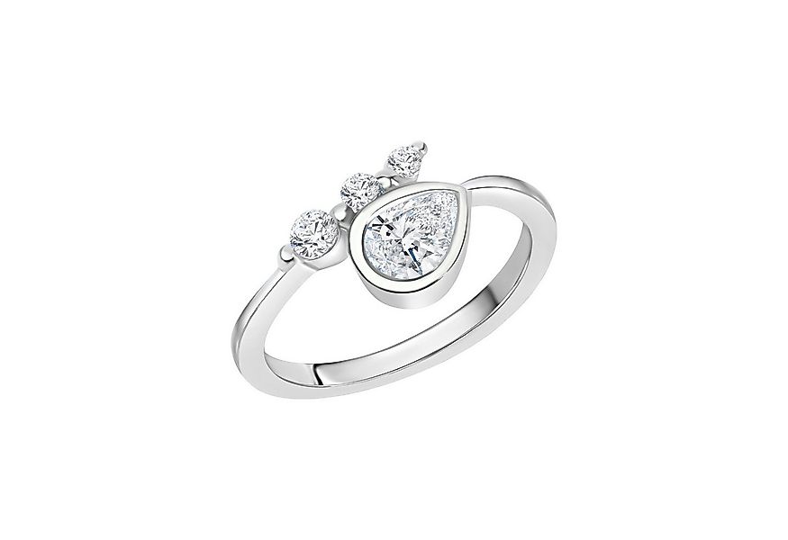 Zeeme Fingerring Silber 925 rhodiniert mit Zirkonia weiß günstig online kaufen
