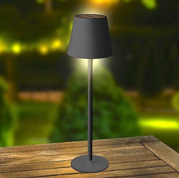 Solar Tischleuchte Outdoor Dimmbar Schwarz USB Kalt u. Warmweiß Touch Innen günstig online kaufen