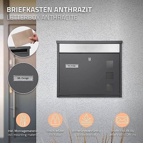 ML-DESIGN Standbriefkasten Briefkasten Postkasten mit Zeitungsfach, günstig online kaufen