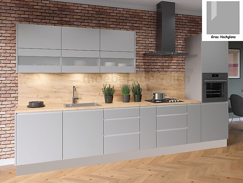 Möbel für Dich Küchenzeile Grifflose Hochglanz günstig online kaufen