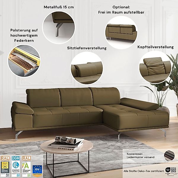 Places of Style Ecksofa "Caluna", Inkl.Sitztiefenverstellung, wahlweise mit günstig online kaufen