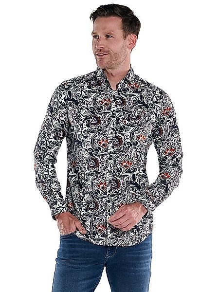 Engbers Langarmhemd Herren Langarm-Hemd gemustert, Rostorange günstig online kaufen
