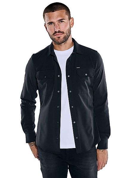 emilio adani Langarmhemd Herren Overshirt slim fit, Schwarz günstig online kaufen