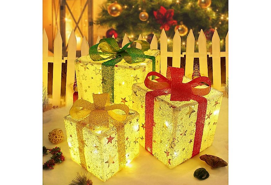 ZMH LED Dekolicht 3ER Set LED Geschenkbox Weihnachtsdeko 8 Modi mit Fernbed günstig online kaufen