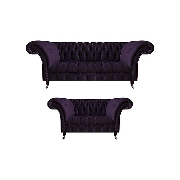 JVmoebel Chesterfield-Sofa Luxus Lila 2x Sofas Einrichtung Wohnzimmer Garni günstig online kaufen