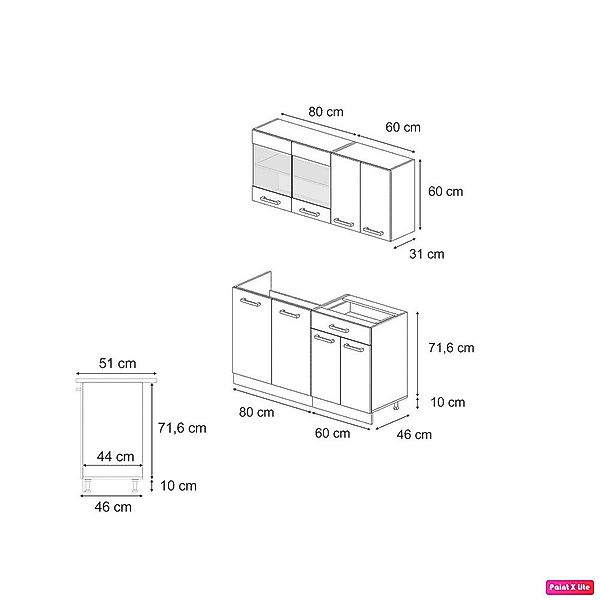Vicco Küchenzeile R-Line, Goldkraft Eiche/Weiß/Weiß, 140 günstig online kaufen
