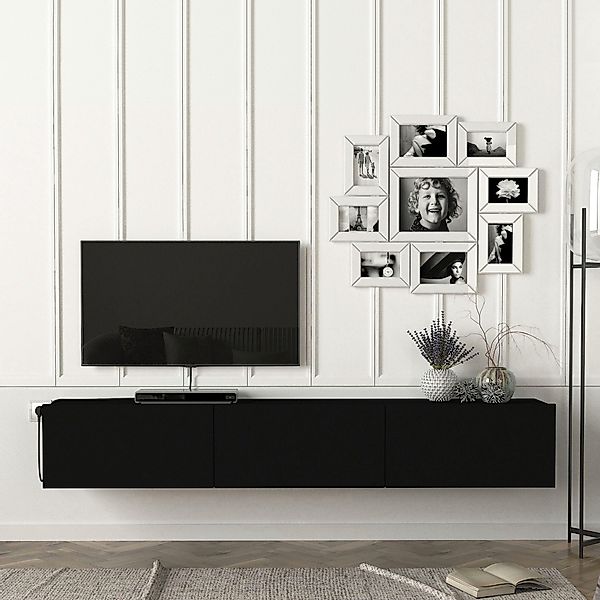 en.casa TV-Schrank »Vihti« Fernsehschrank 180x31x29,5cm Schwarz günstig online kaufen