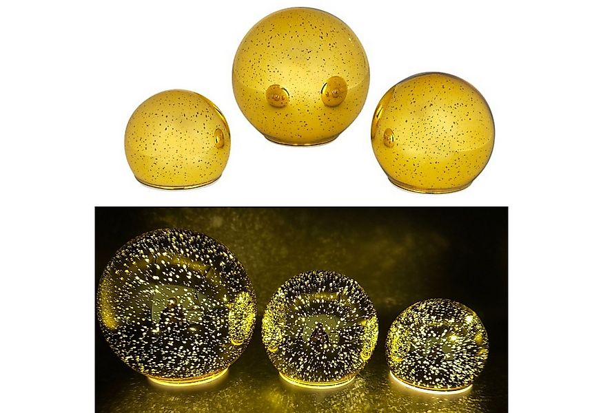 Online-Fuchs LED Dekolicht - 3er Set Glaskugeln mit LED-Lichterkette & Time günstig online kaufen