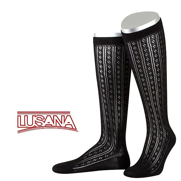 Lusana Trachtensocken Kniestrümpfe mit Ajourmuster günstig online kaufen