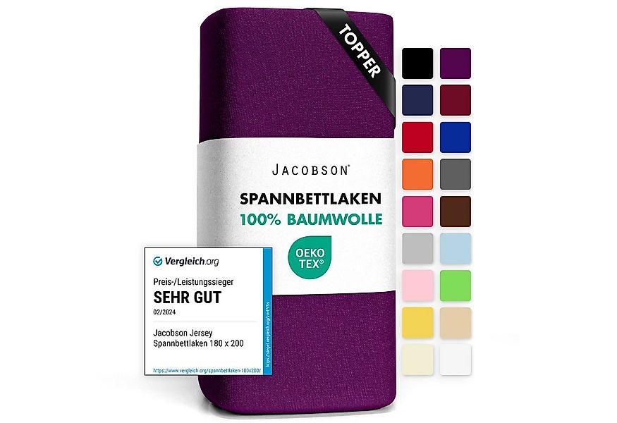 Jacobson Spannbettlaken TOPPER aus 100% Baumwolle, Jersey Bettlaken 160 g/m günstig online kaufen