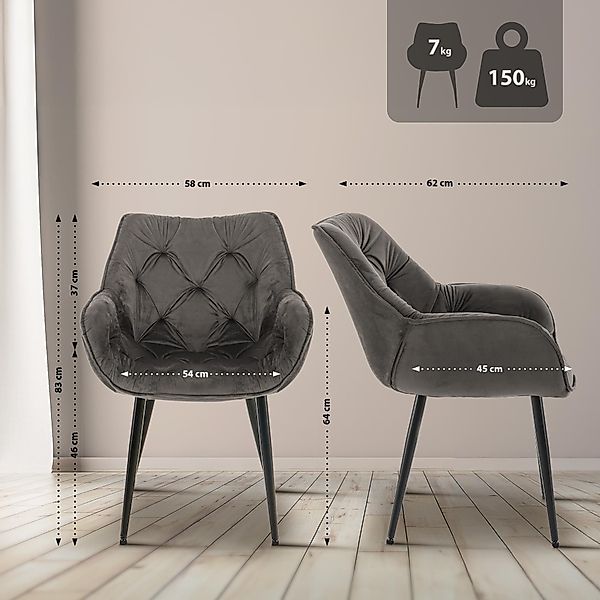 CLP Esszimmerstuhl Tanna Samt (2er Set), günstig online kaufen