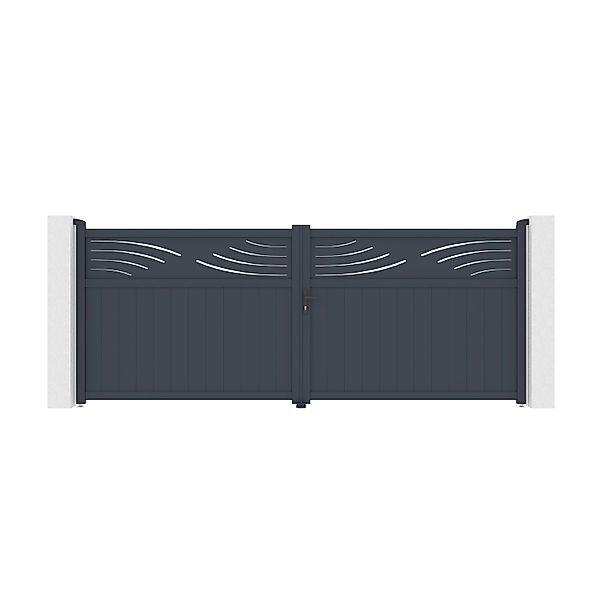Casanoov Flügeltor 4M Halti H 160Cm & 2 Pfosten H 190Cm Aluminium Grau günstig online kaufen