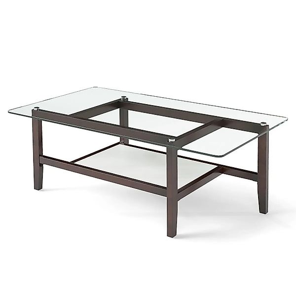 Costway Couchtisch Aus Glas 2-Stöckiger Beistelltisch 107 x 60 x 42 cm günstig online kaufen