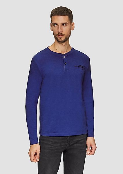 s.Oliver Langarmshirt T-Shirt Henley-Shirt mit Flammgarnstruktur und Sticke günstig online kaufen