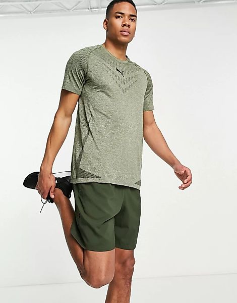 Puma – Training Tech – T-Shirt in Khaki-Grün günstig online kaufen