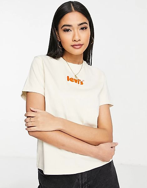 Levi's – Klassisches T-Shirt in Ecru mit Logo-Weiß günstig online kaufen