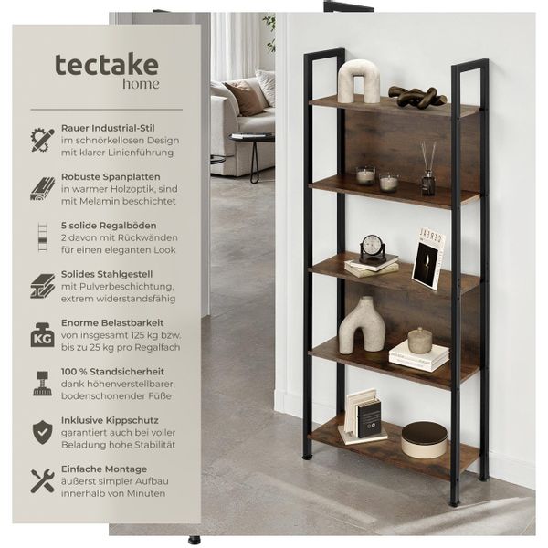 tectake Bücherregal Regal, Set 1-tlg., Industrial günstig online kaufen